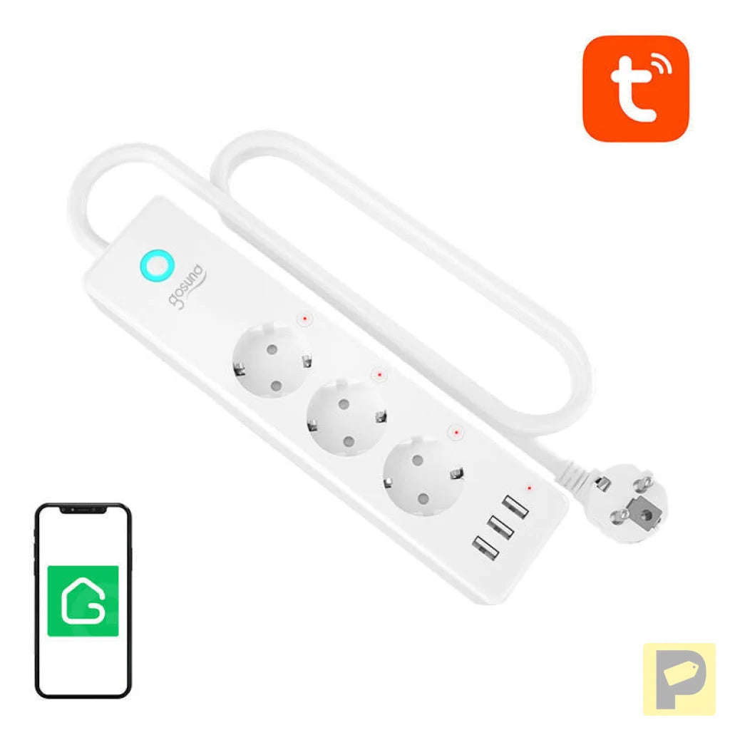 Gosund P1 PLUS smart WiFi power strip (3x AC schuko, 3x USB-A) Tuya