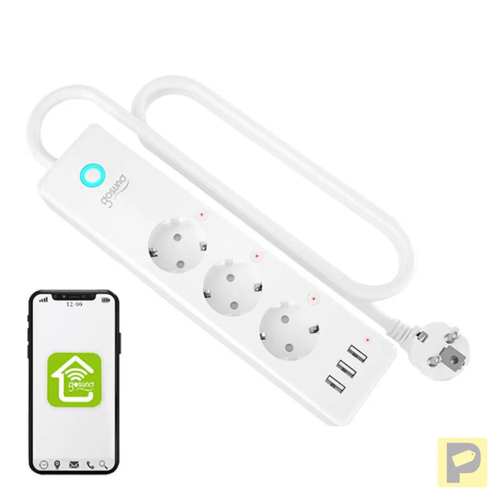 Gosund P1 PLUS smart WiFi power strip (3x AC schuko, 3x USB-A) Tuya