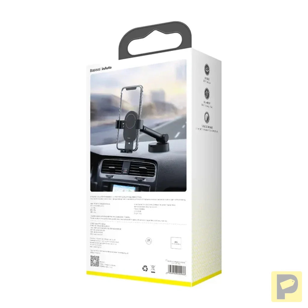 Gravity car mount for Baseus Tank phone with suction cup (black)