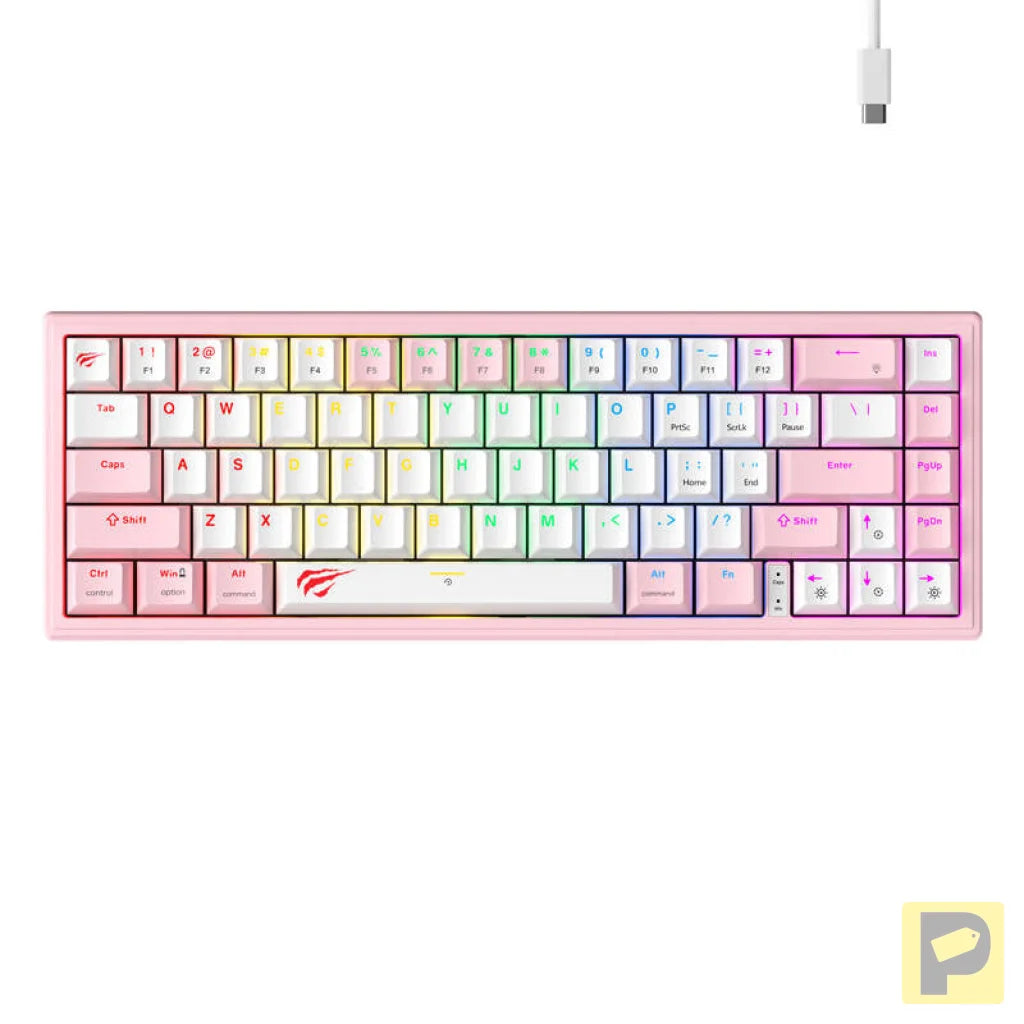 Havit KB874L RGB (pink and white) mechanical gaming keyboard (QWERTY)