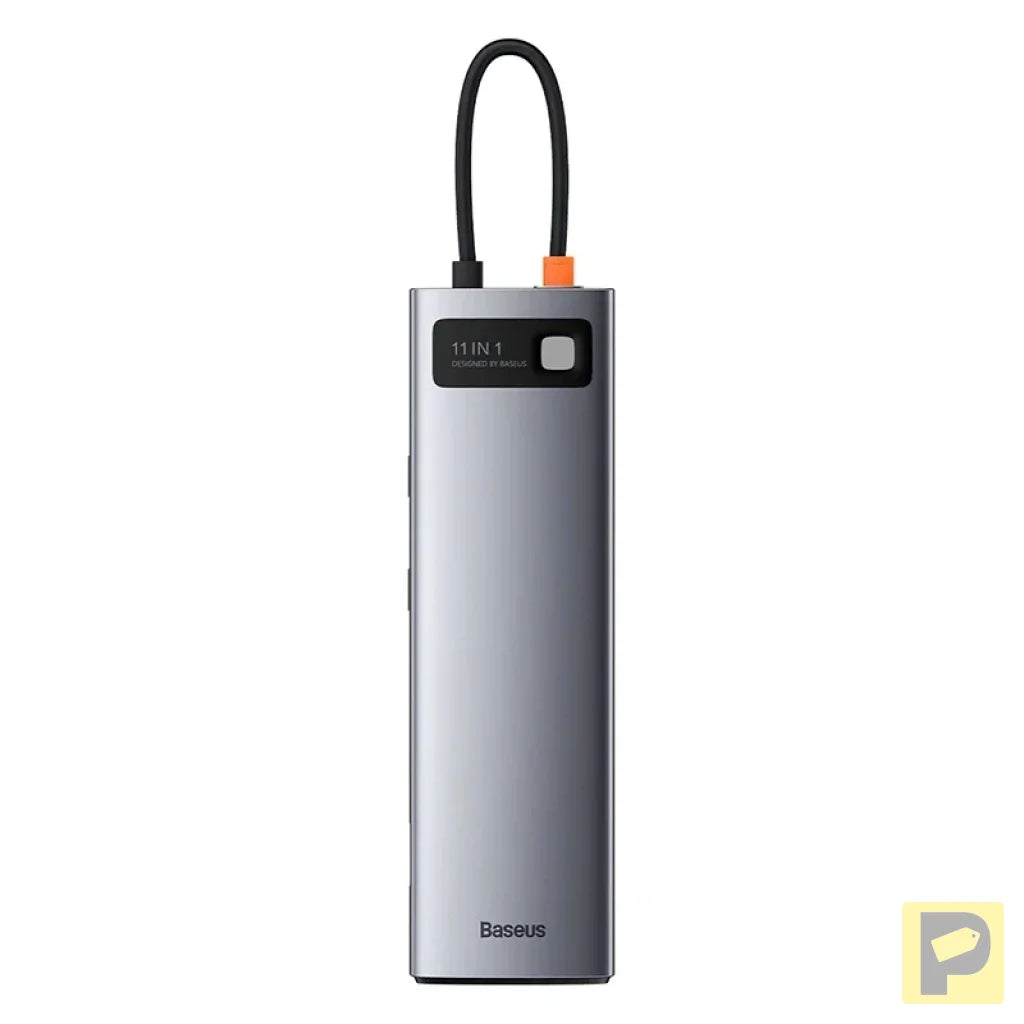Hub 11in1 Baseus Metal Gleam Series, USB-C to 3x USB 3.0 + 2x HDMI + USB-C PD + Ethernet RJ45 + microSD/SD + VGA + AUX