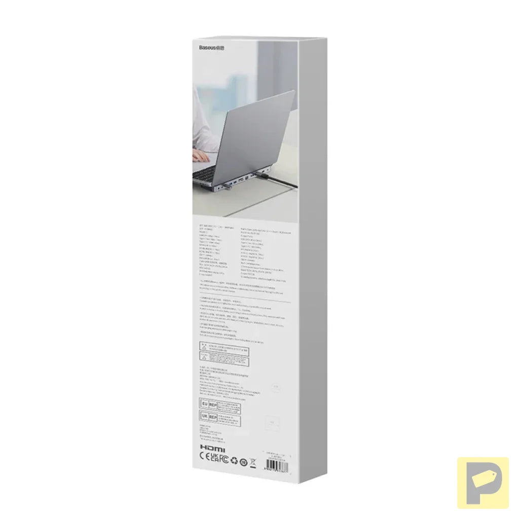 Hub 12w1 Baseus EliteJoy Gen2 series USB-C do 2xHDMI+ 3xUSB 3.0+ PD+ DP+ SD/TF+ RJ45+Type-C+ 3.5mm (dark grey)