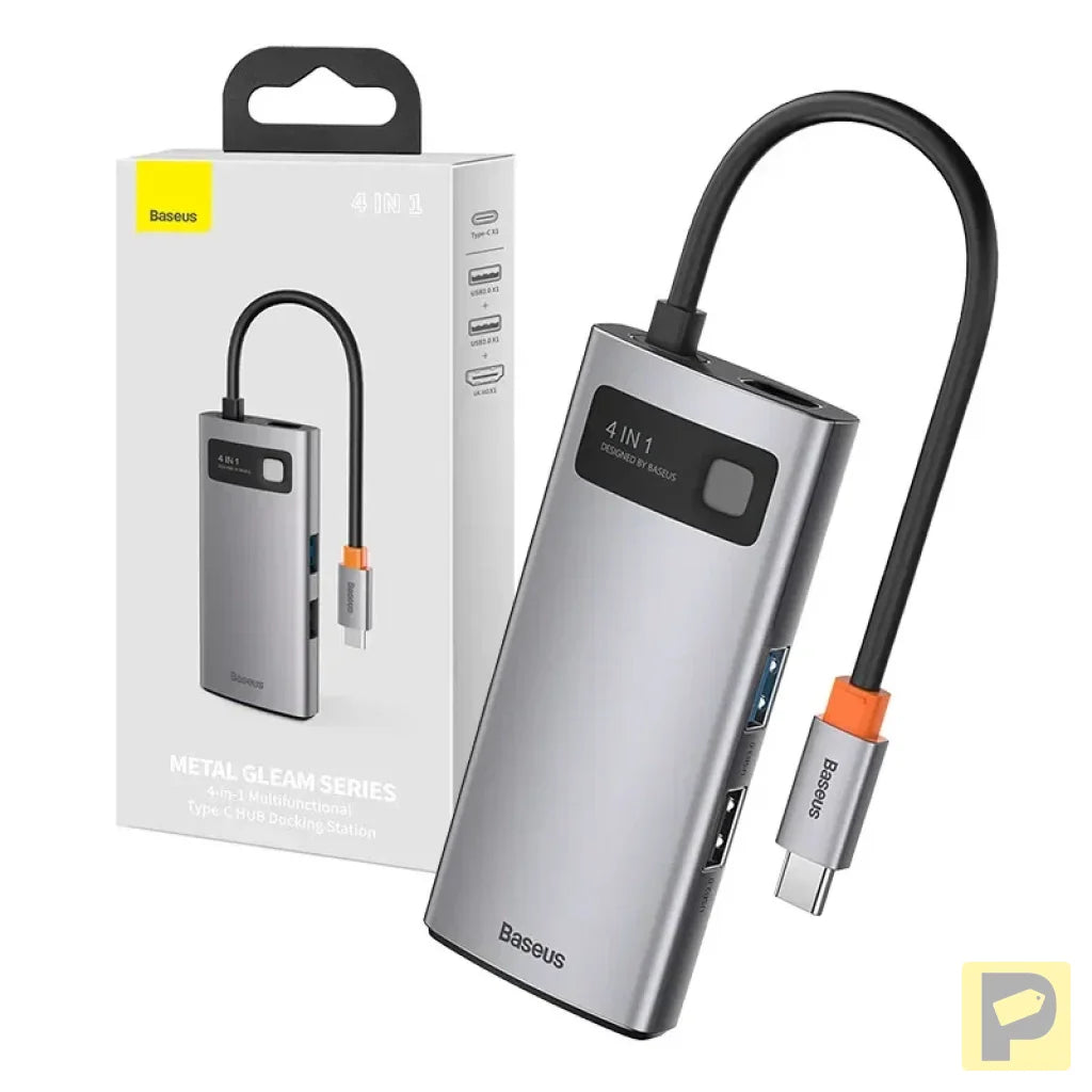 Hub 4in1 Baseus Metal Gleam Series, USB-C to USB 3.0 + USB 2.0 + HDMI + USB-C PD