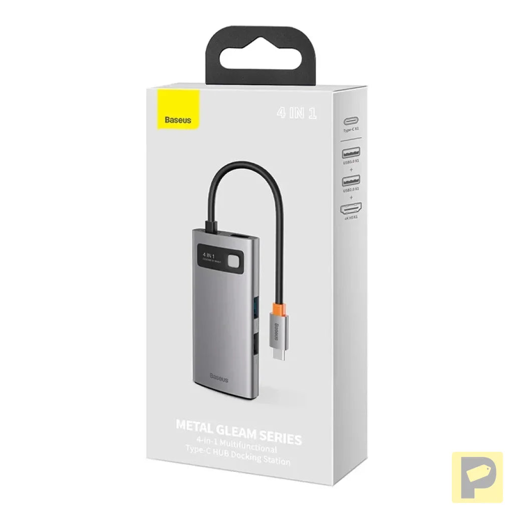 Hub 4in1 Baseus Metal Gleam Series, USB-C to USB 3.0 + USB 2.0 + HDMI + USB-C PD