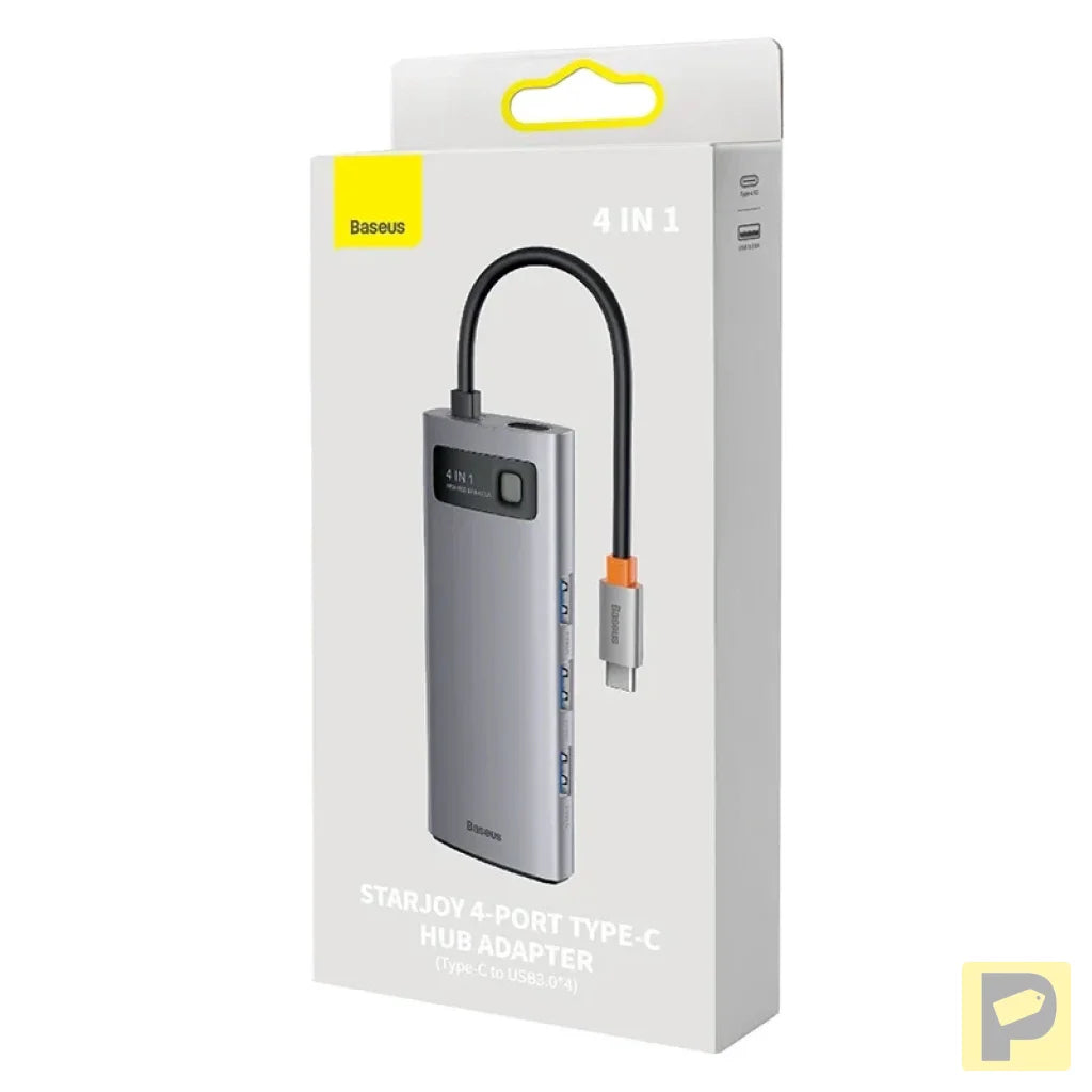 Hub 4in1 Baseus Metal Gleam Series, USB-C to 4x USB 3.0