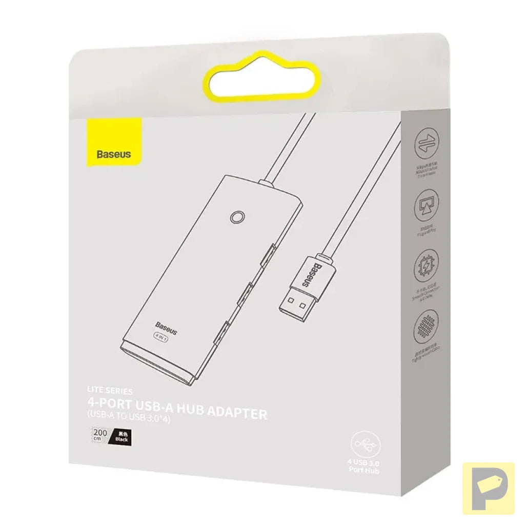Hub 4w1 Baseus Lite Series USB do 4x USB 3.0 2m (black)