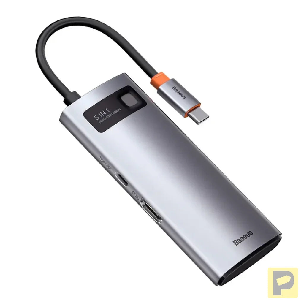 Hub 5in1 Baseus Metal Gleam Series, USB-C to 3x USB 3.0 + HDMI + USB-C PD