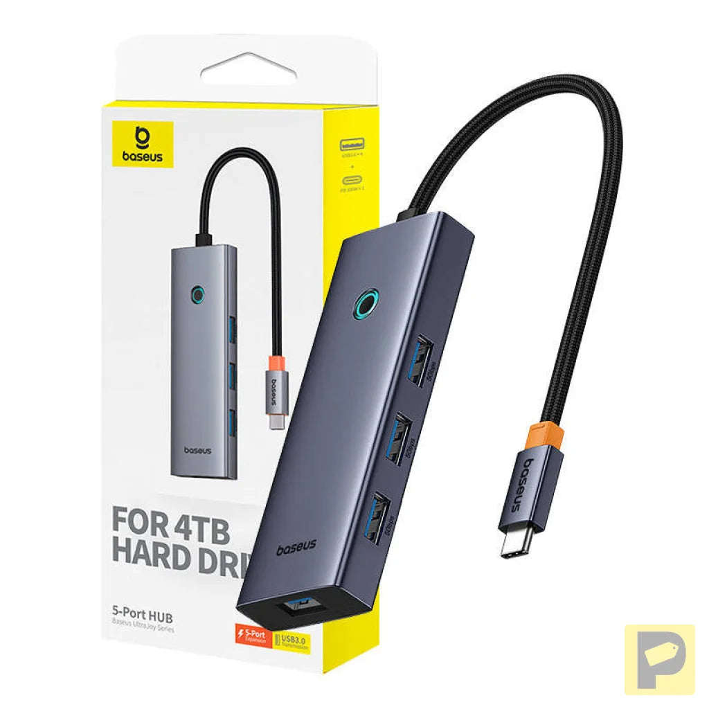 Hub 5in1 Baseus UltraJoy 5-Port (4xUSB 3.0, PD) grey