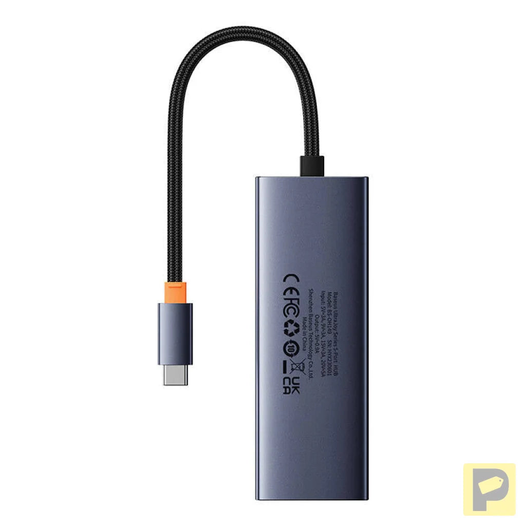 Hub 5in1 Baseus UltraJoy 5-Port (4xUSB 3.0, PD) grey