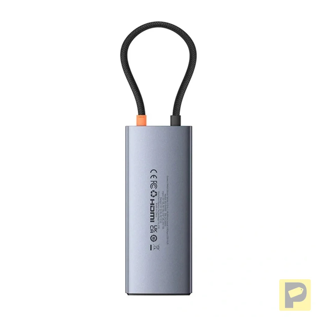 Hub 6in1 Baseus Metal Gleam 2 Series, USB-C to 2xUSB 3.0 +USB-C + HDMI + USB-C PD + Ethernet RJ45