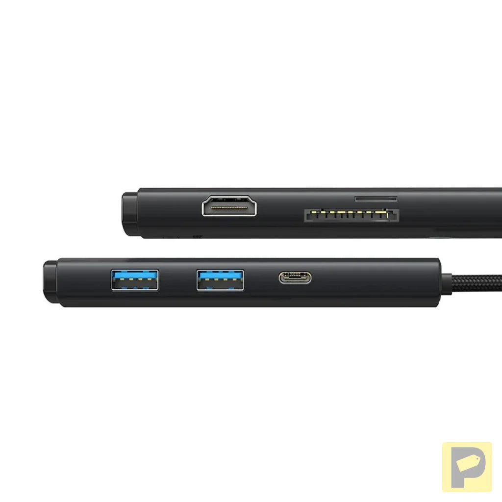 Hub 6w1 Baseus Lite Series USB-C to 2x USB 3.0 + USB-C PD + HDMI + SD/TF (black)