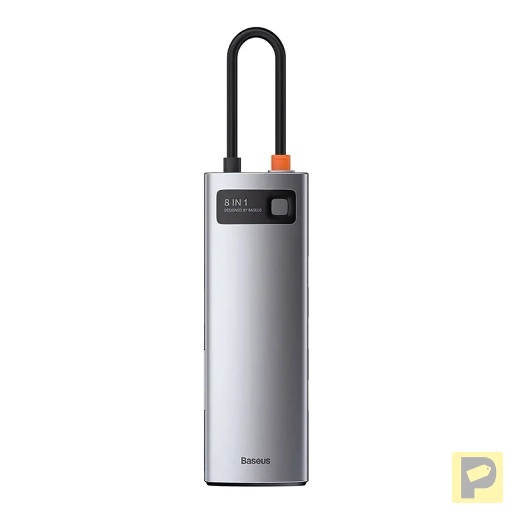 Hub 8in1 Baseus Metal Gleam Series, USB-C to 3x USB 3.0 + HDMI + USB-C PD + Ethernet RJ45 + microSD/SD