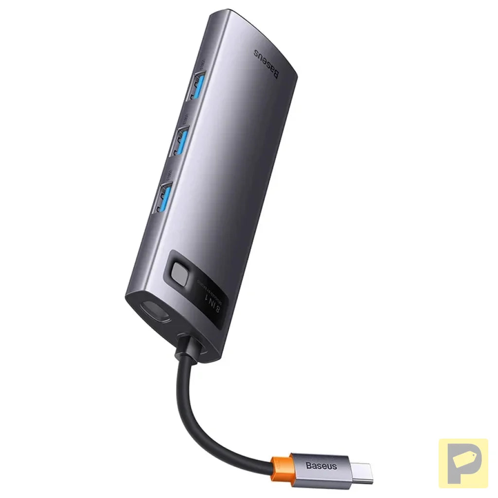 Hub 8w1 Baseus StarJoy Metal Glam Series, USB-C do HDMI + 3 x USB 3.0 + USB-C PD + RJ45 + SD/TF