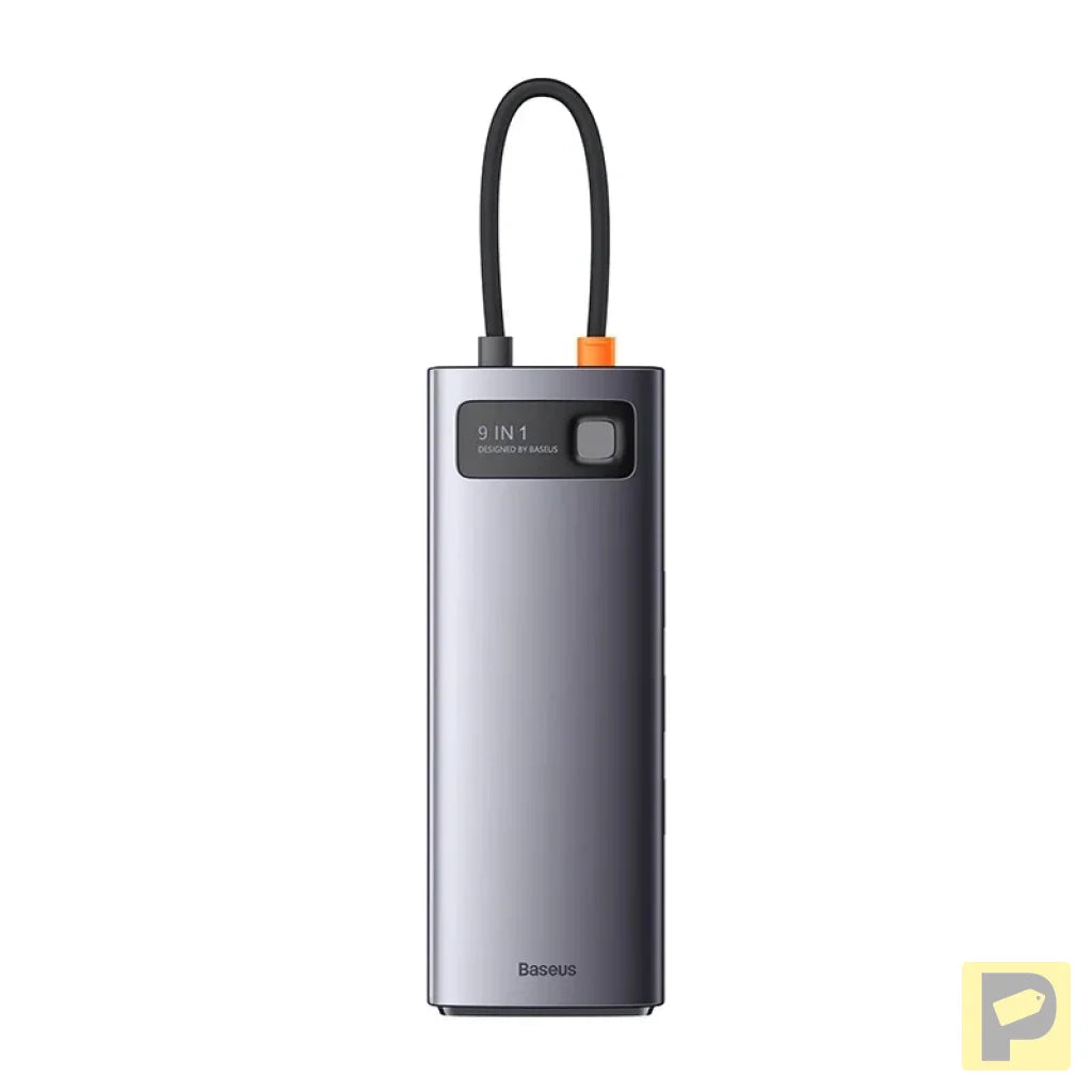 Hub 9in1 Baseus Metal Gleam Series, USB-C to 2x USB 3.0 + 2x HDMI + USB 2.0 + USB-C PD + Ethernet RJ45 + microSD/SD