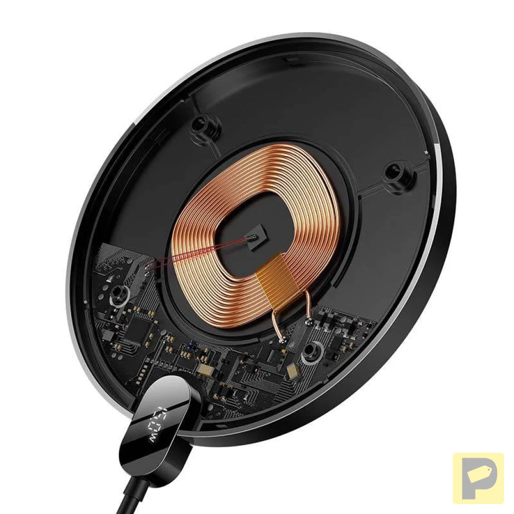 Inductive wireless charger Baseus Digital LED 15W (black)