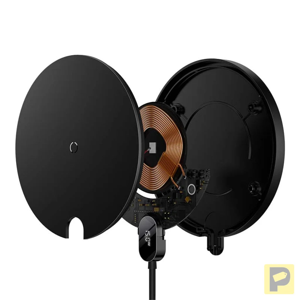 Inductive wireless charger Baseus Digital LED 15W (black)
