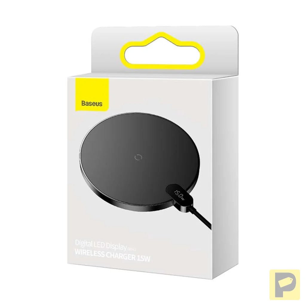 Inductive wireless charger Baseus Digital LED 15W (black)