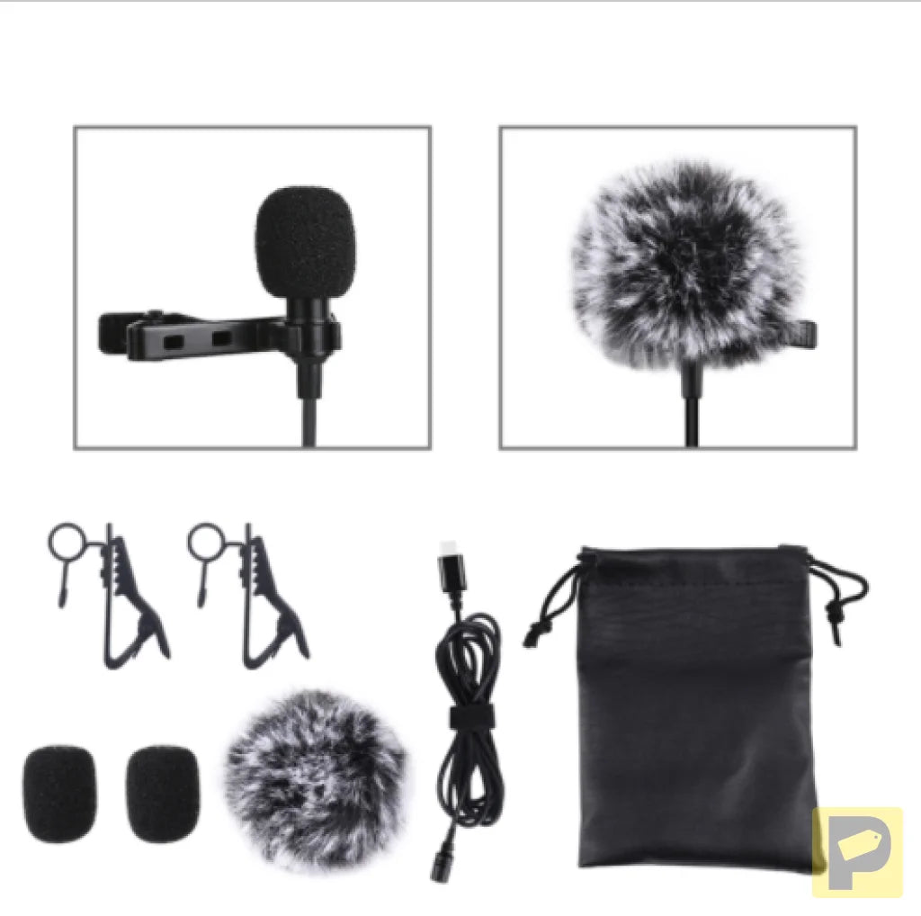 Jack Puluz tie microphone with clip PU425 1.5m USB-C