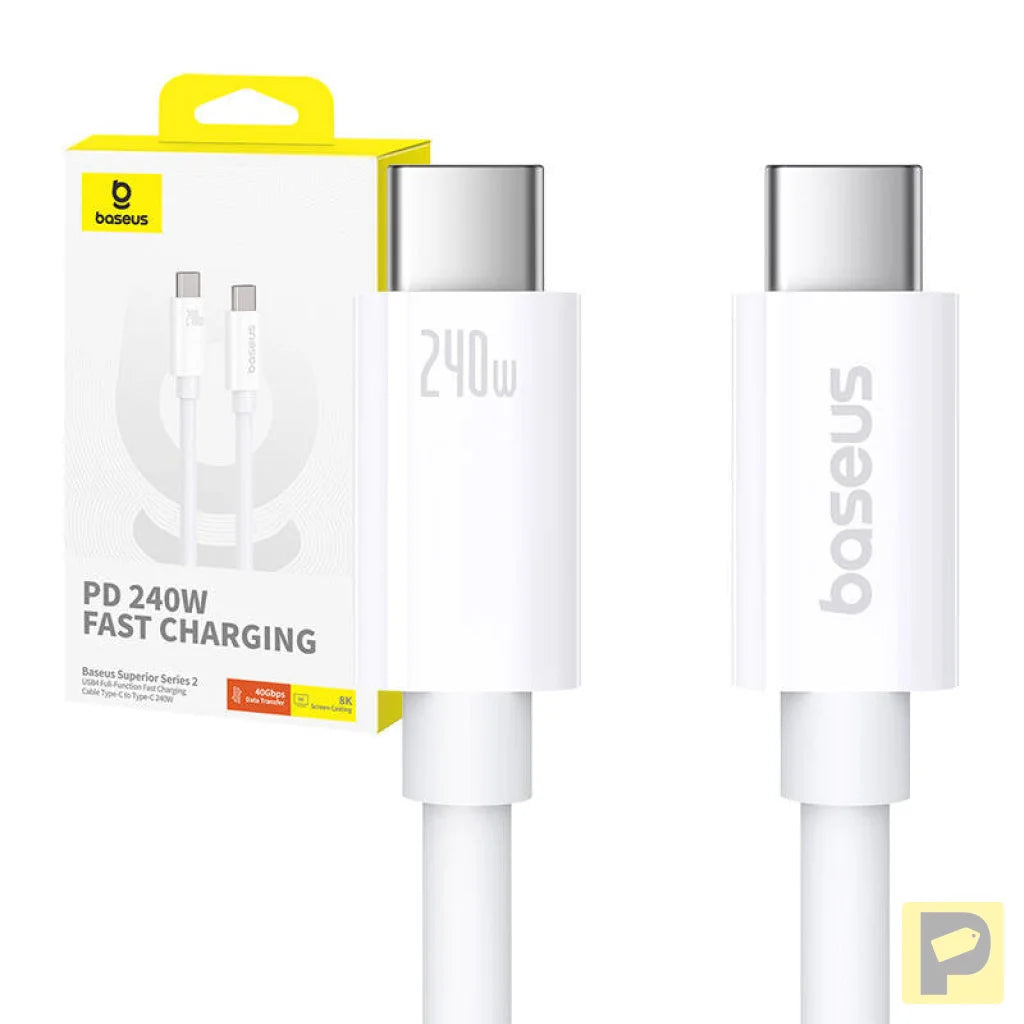 Kabel USB-C do USB-C Baseus Superior USB4, 240W, 1m (biały)
