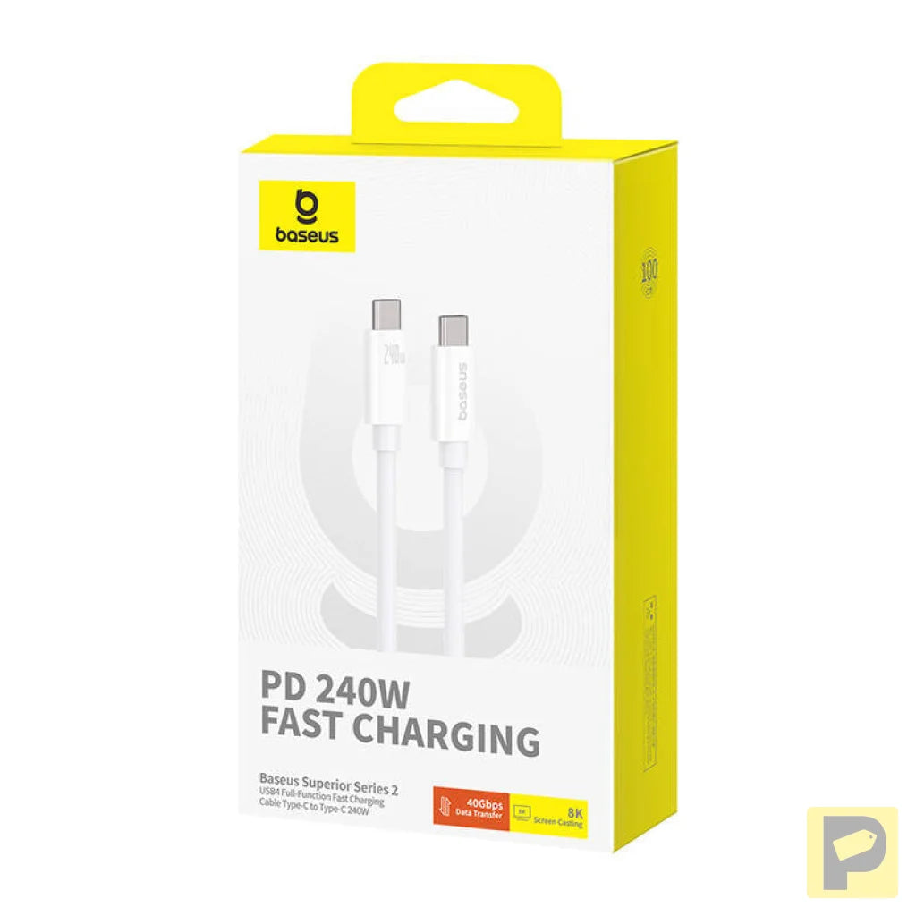 Kabel USB-C do USB-C Baseus Superior USB4, 240W, 1m (biały)