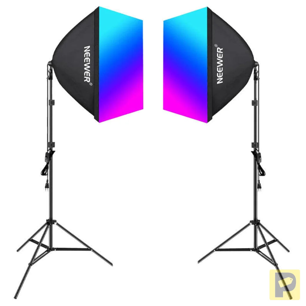 Kit Neewer NK800 two softboxes + bulbs RGB 24W 2700-6500K + tripods + barndoors