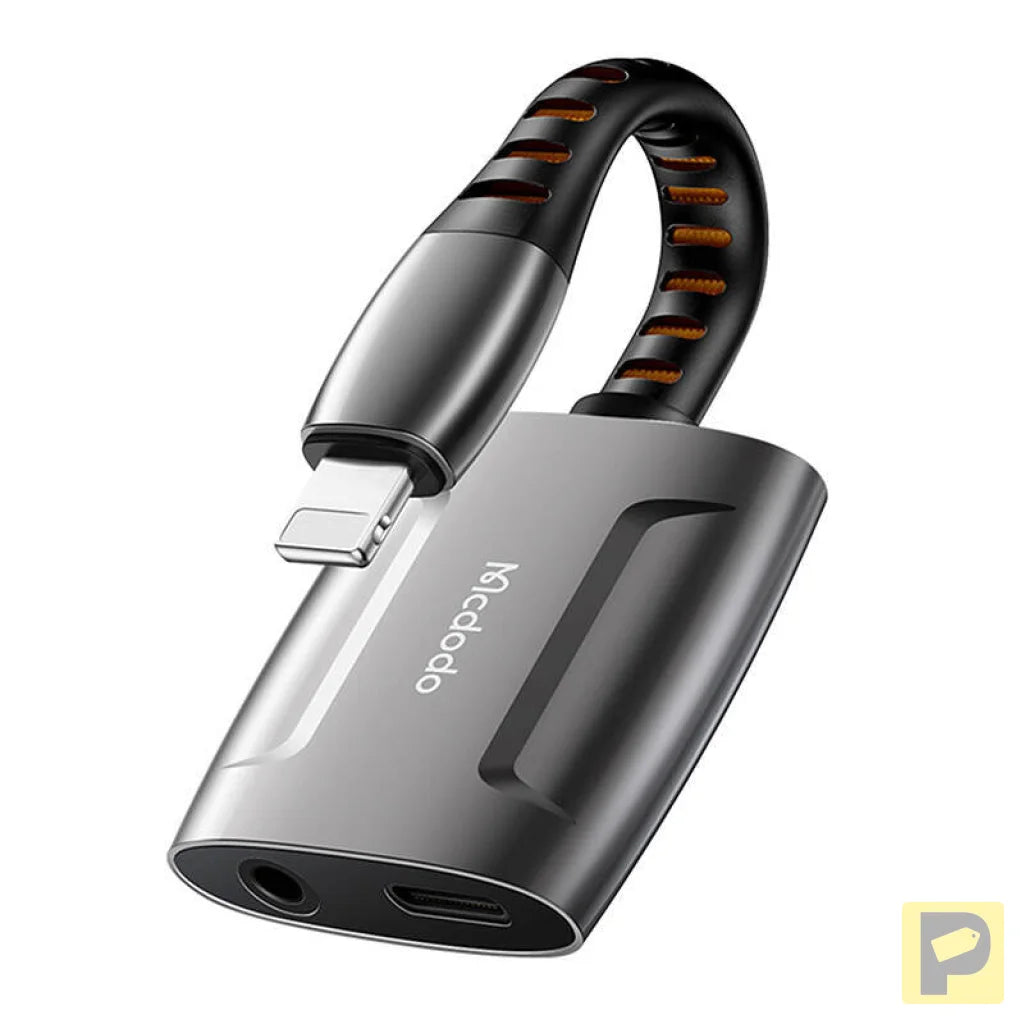 Lightning to Lightning + AUX 3.5mm mini jack adapter, Mcdodo CA-6340 (black)