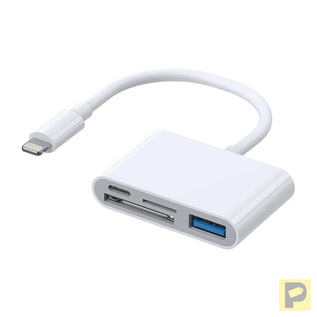 Lightning to USB OTG adapter Joyroom S-H142 SD card reader, microSD (white)