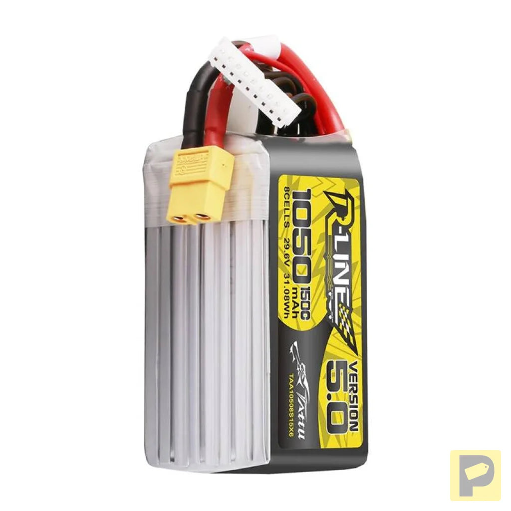 Lipo Tattu R-Line Version 5.0 1050mAh 29.6V 8S 150C battery with XT60 connector
