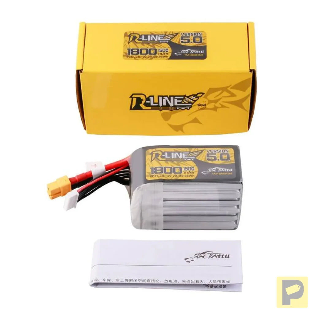 Lipo Tattu R-Line Version 5.0 1800mAh 22.2V 150C 6S battery with XT60 connector