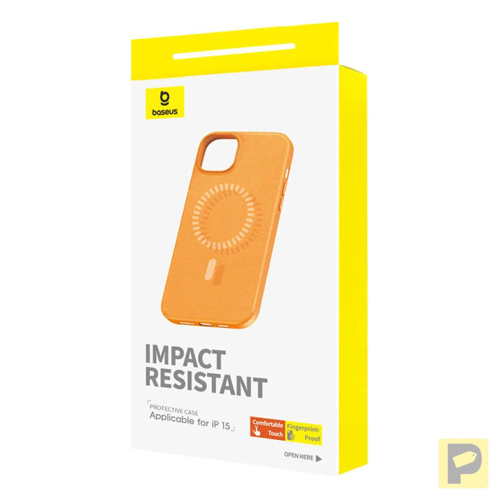 Magnetic Phone Case for iPhone 15 Baseus Fauxther Series (Orange)