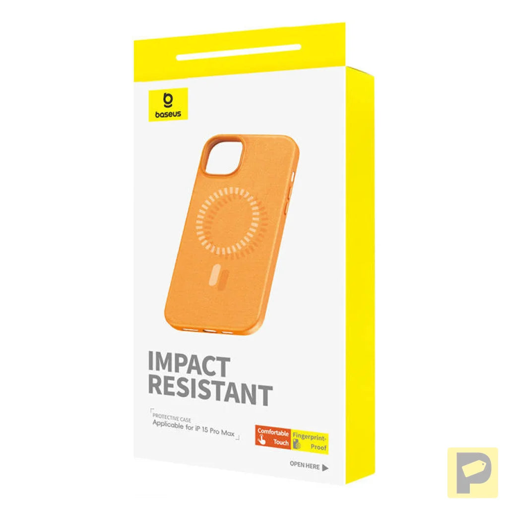 Magnetic Phone Case for iPhone 15 ProMax Baseus Fauxther Series (Orange)