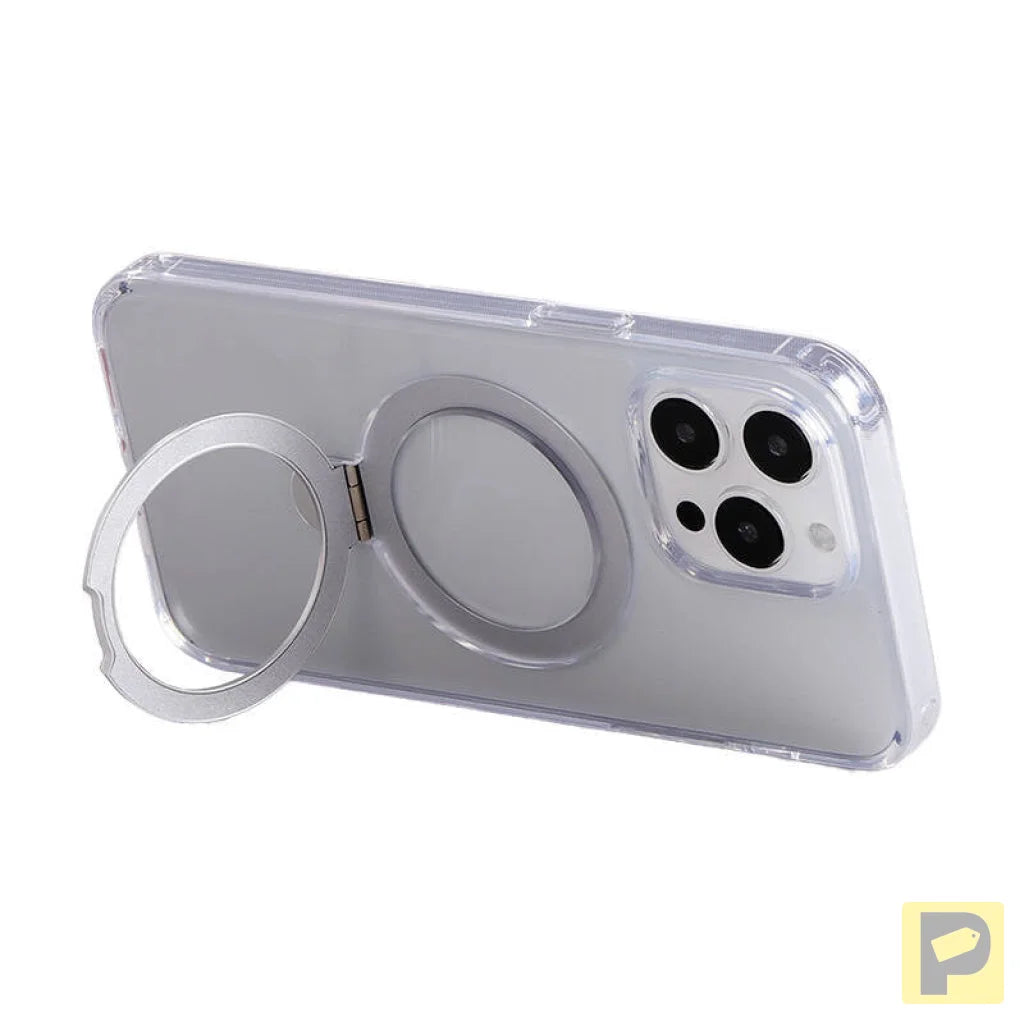 Magnetic protective phone case with holder Joyroom JR-BP004 for iPhone 15 Pro Max (transparent)