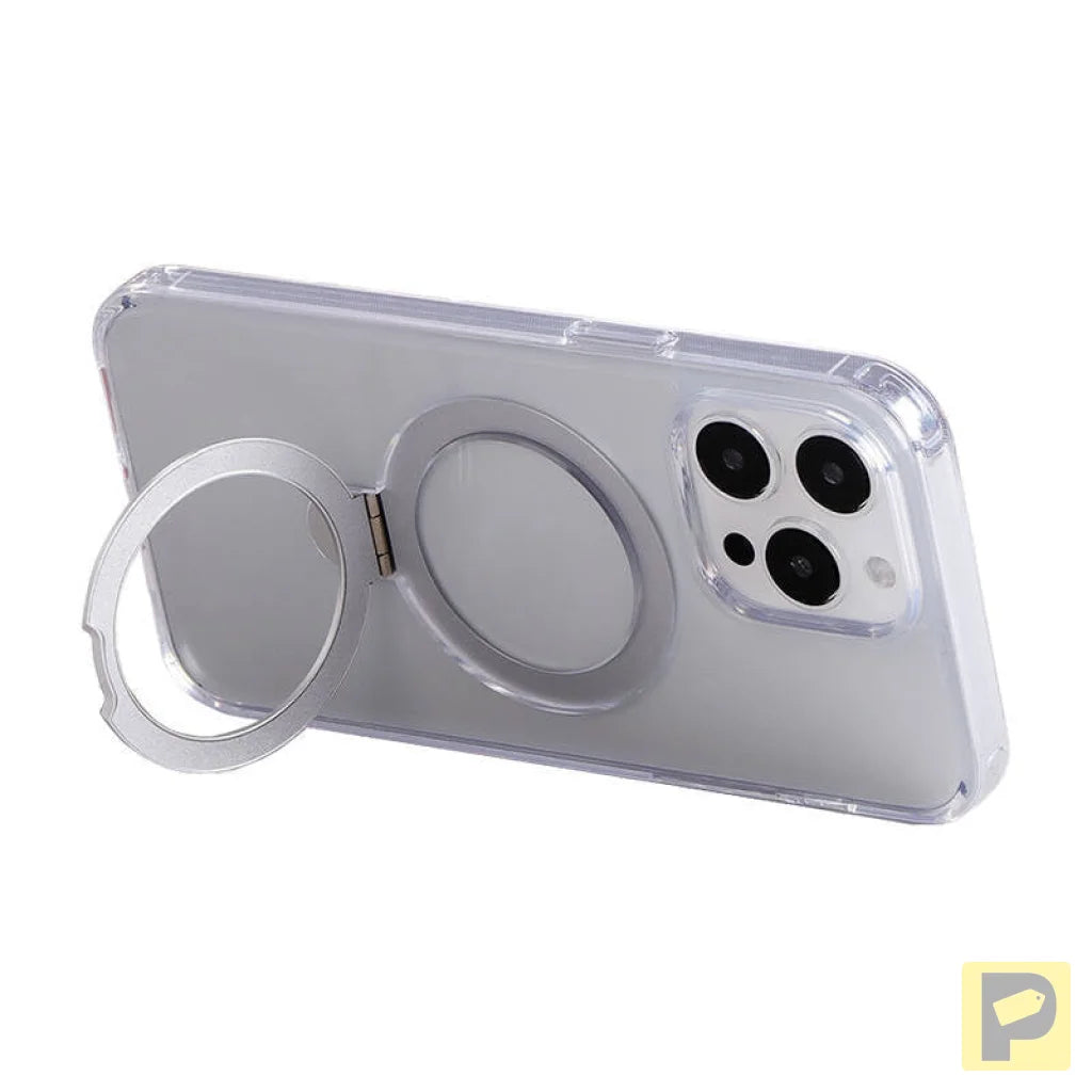 Magnetic protective phone case with holder Joyroom JR-BP004 for iPhone 15 Pro (transparent)