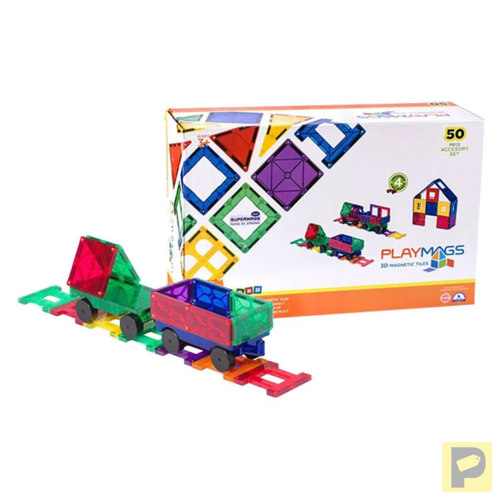 Magnetic tiles 3D Train Playmags 153 - 50 pcs set