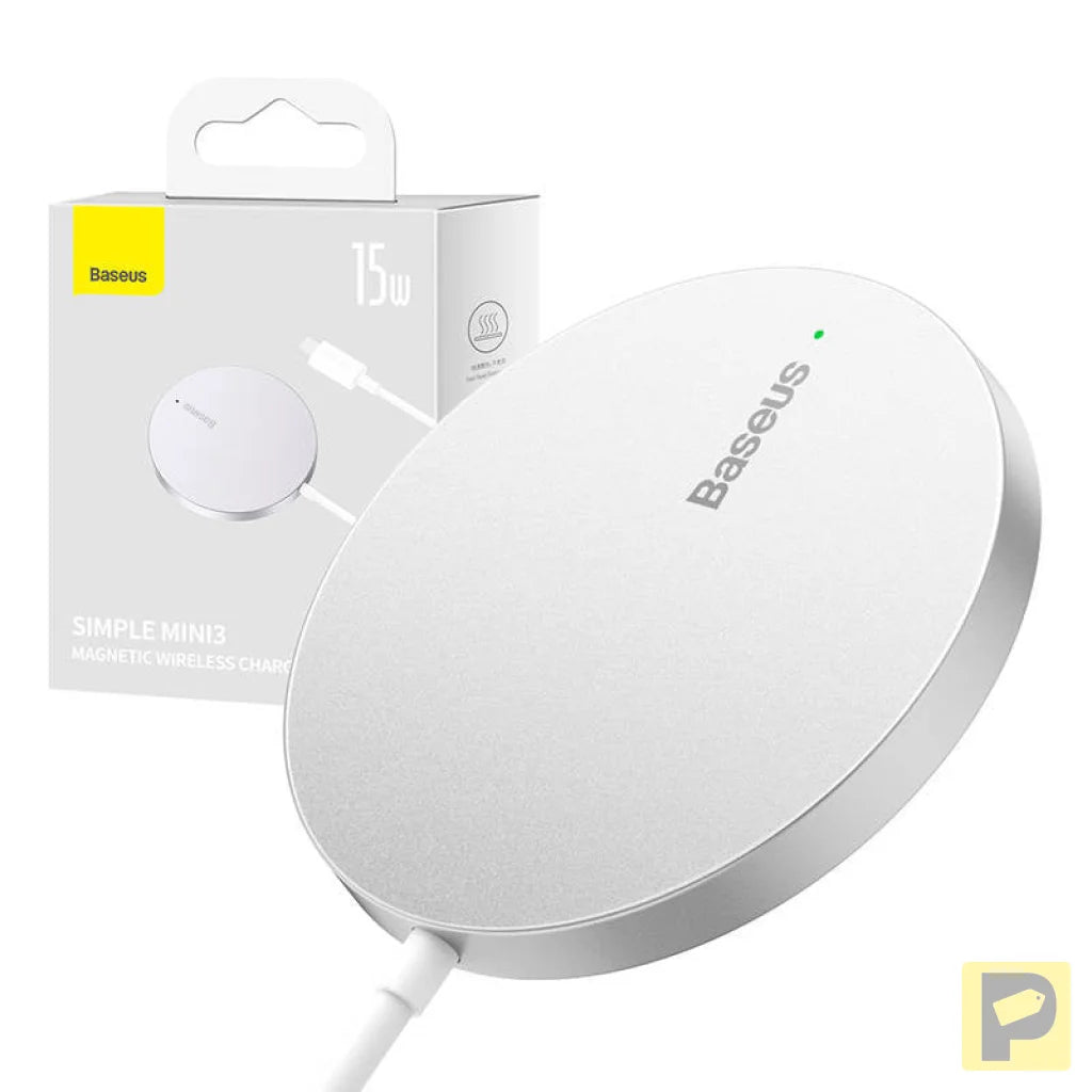 Magnetic Wireless Charger Baseus Simple Mini3 15W (Silver)