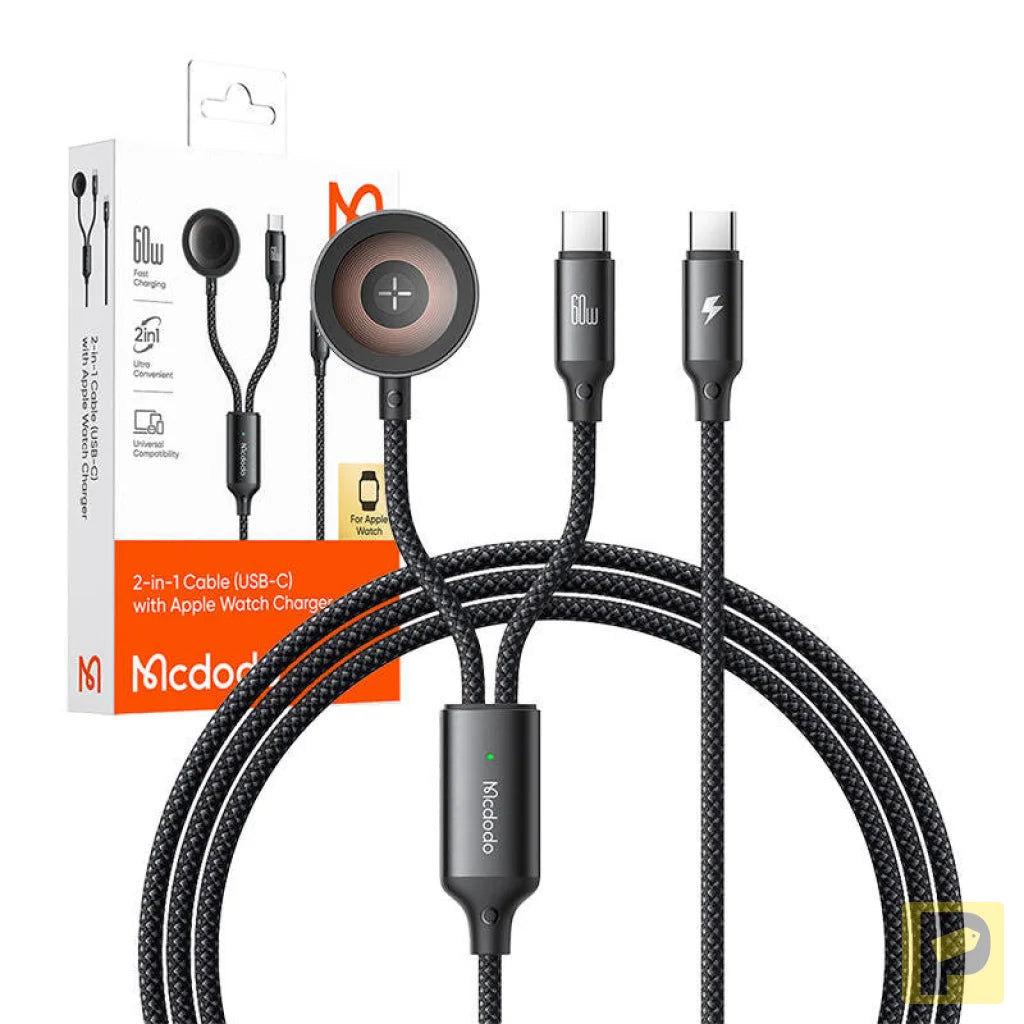 Mcdodo CA-2200 2-in-1 USB-C cable + Apple Watch charger, 60W, 1.2m
