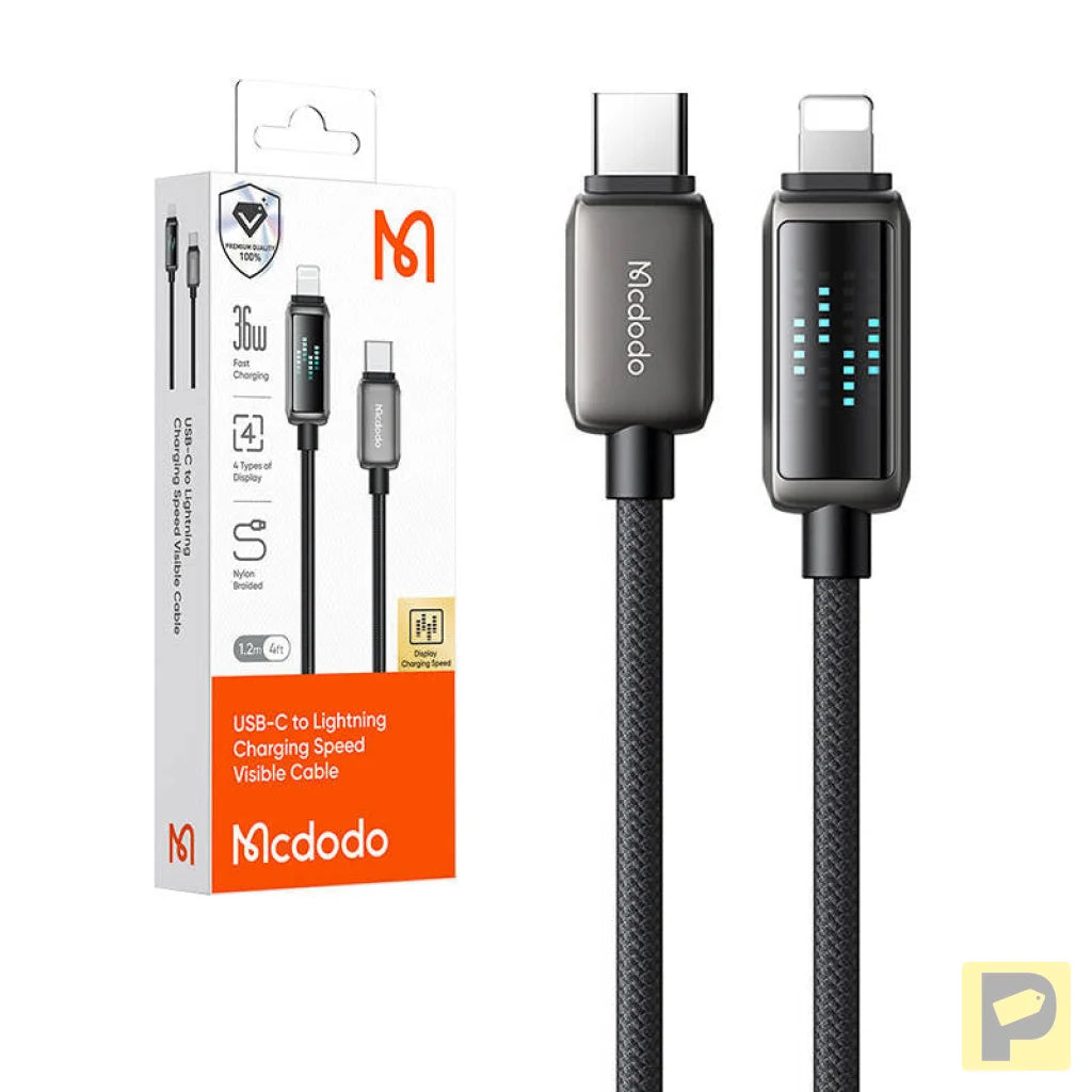 Mcdodo CA-2630 USB-C to Lightning cable, 36W, LED display, 1.2m