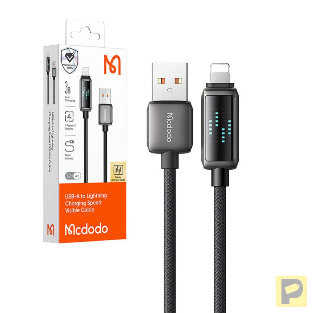 Mcdodo CA-5250 USB-A to Lightning cable, LED display, 1.2m