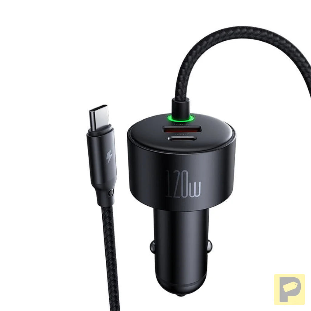 Mcdodo CC-0370 car charger, USB-C, Lightning, 120W, retractable cables