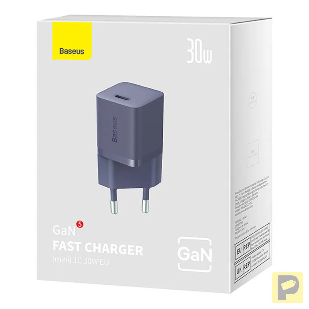 Mini wall charger Baseus GaN5 30W (purple)