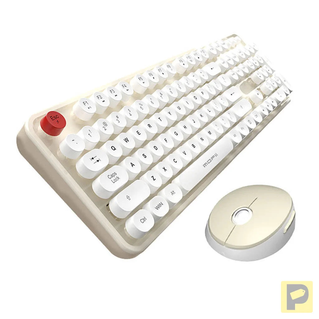 MOFII Sweet 2.4G Wireless Keyboard + Mouse Set (White and Beige)