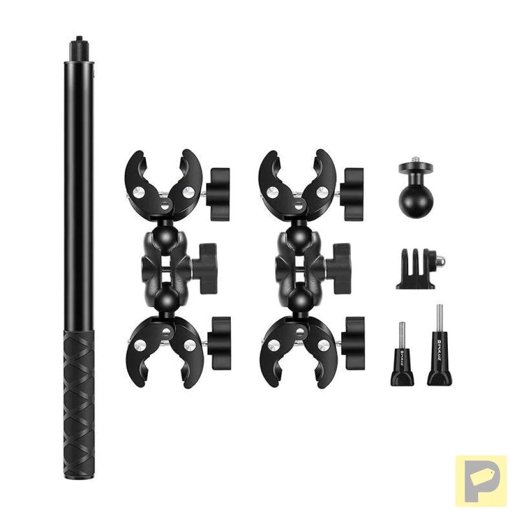 Motorcycle/bicycle mount PULUZ with two clamps and selfie stick 150 cm