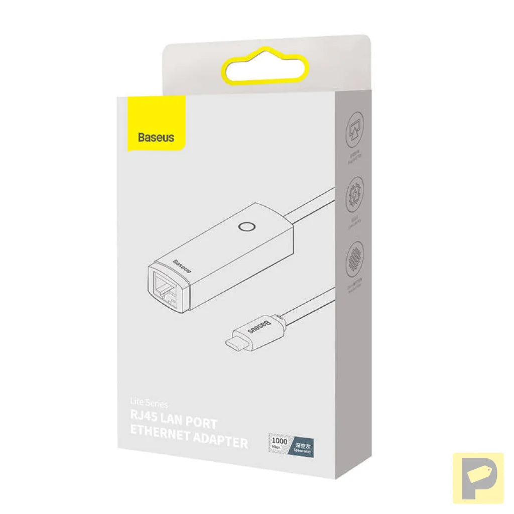 Network adapter Baseus Lite Series USB-C to RJ45 (grey)