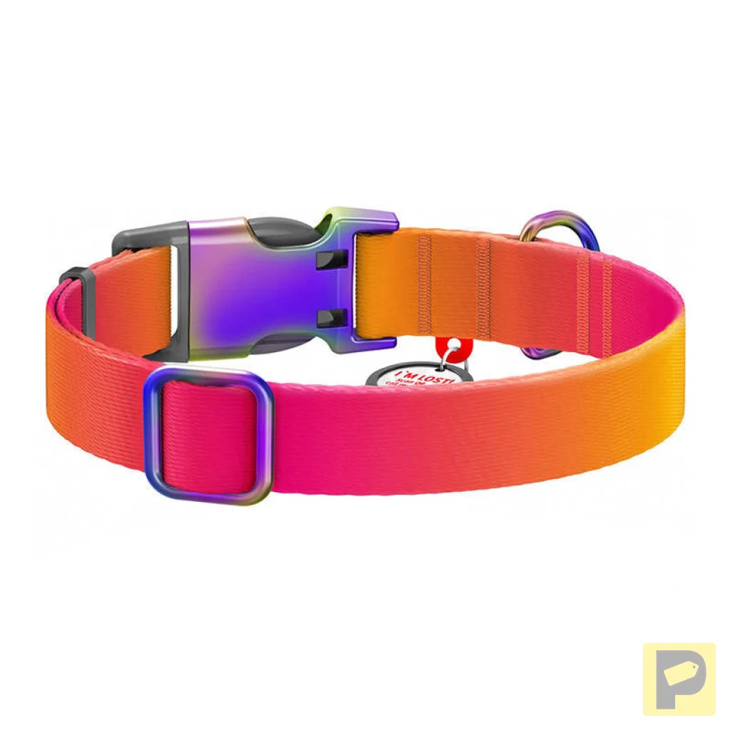 Nylon collar with QR code for Waudog gradient dog, orange , size XL