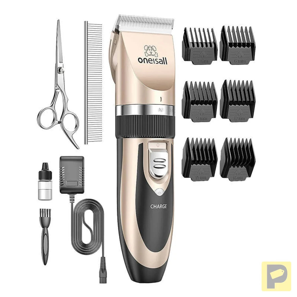 Oneisall P2 Pet Trimmer / Clippers + Scissors + Comb Set (Gold)