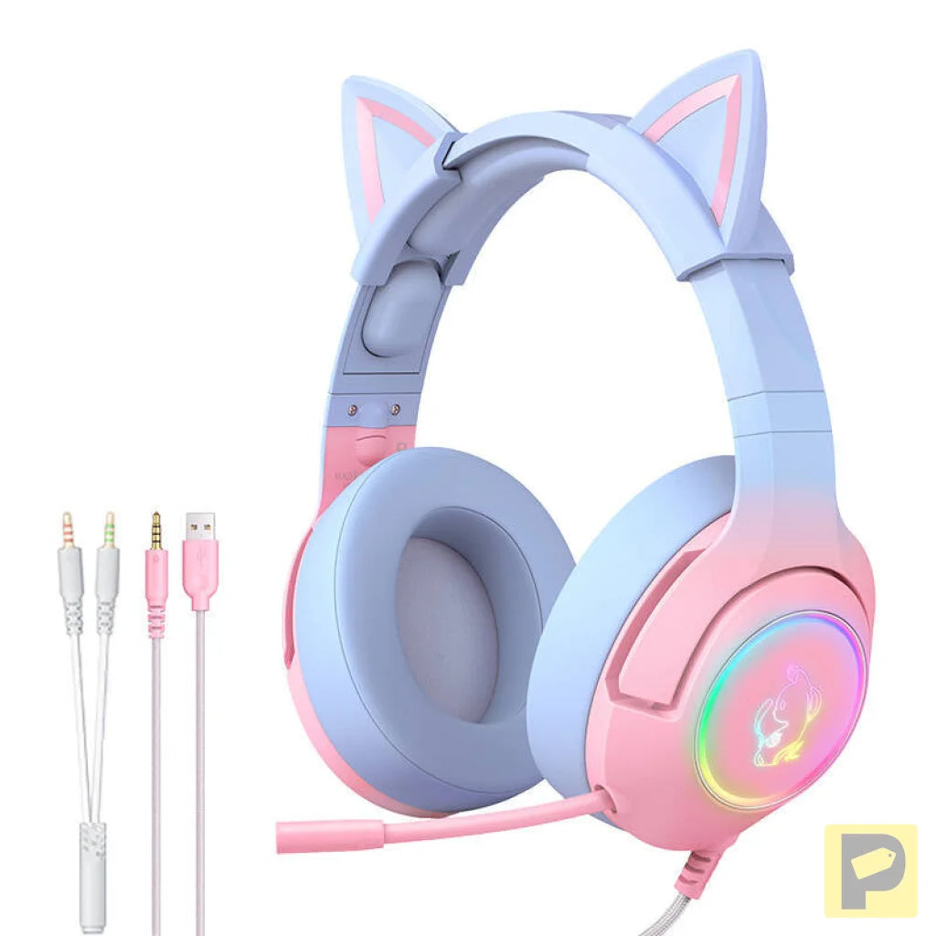 ONIKUMA K9 Pink and Blue Gaming Headphones