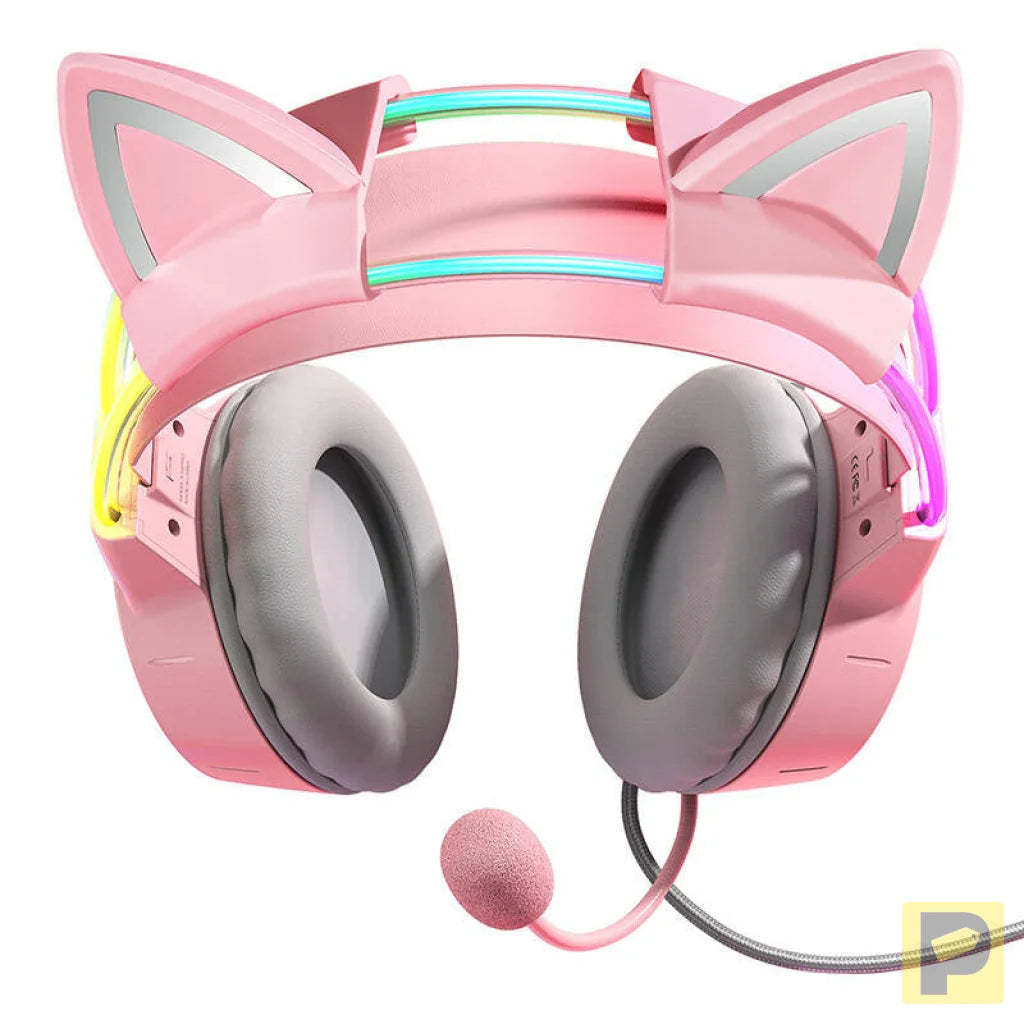 ONIKUMA X15Pro Gaming Headphones Pink/Cat Ears