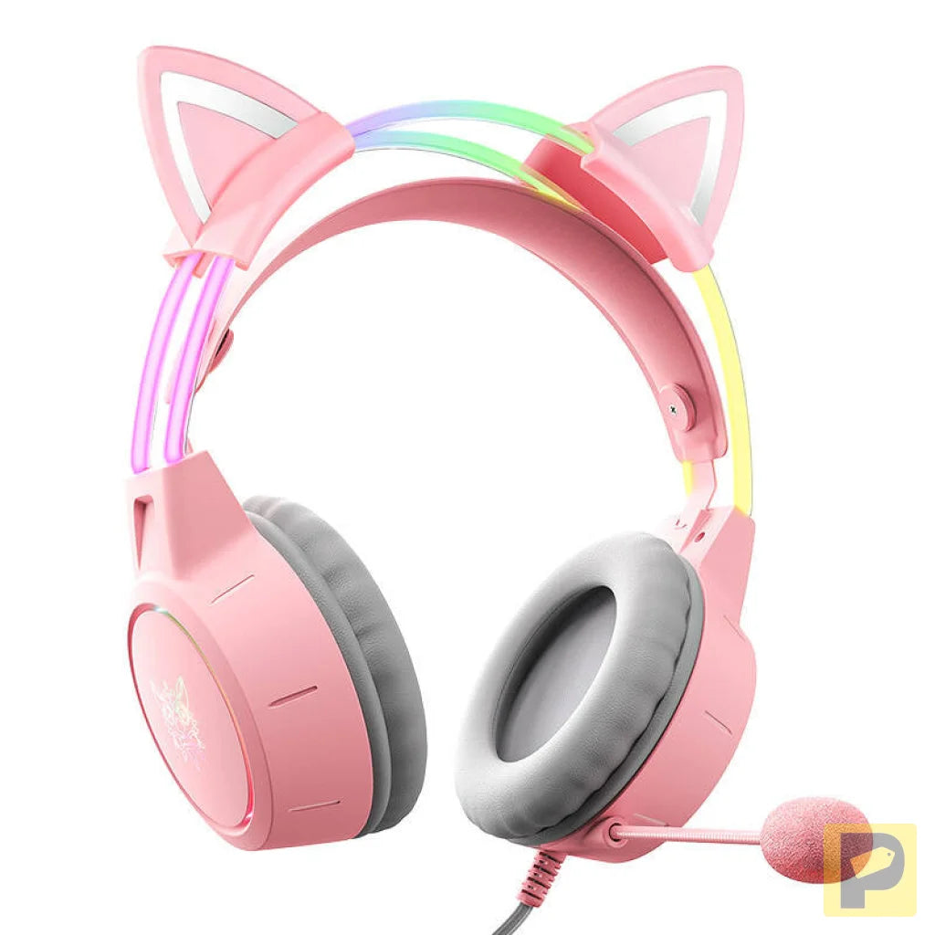ONIKUMA X15Pro Gaming Headphones Pink/Cat Ears