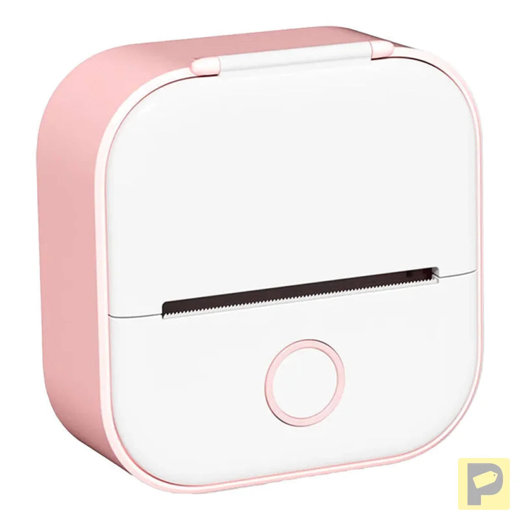Phomemo T02 portable label printer pink and white