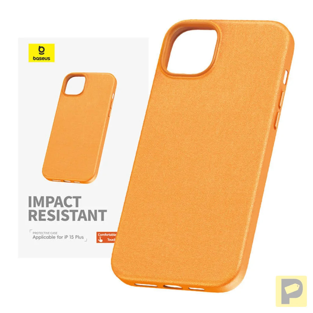 Phone Case for iPhone 15 Plus Baseus Fauxther Series (Orange)
